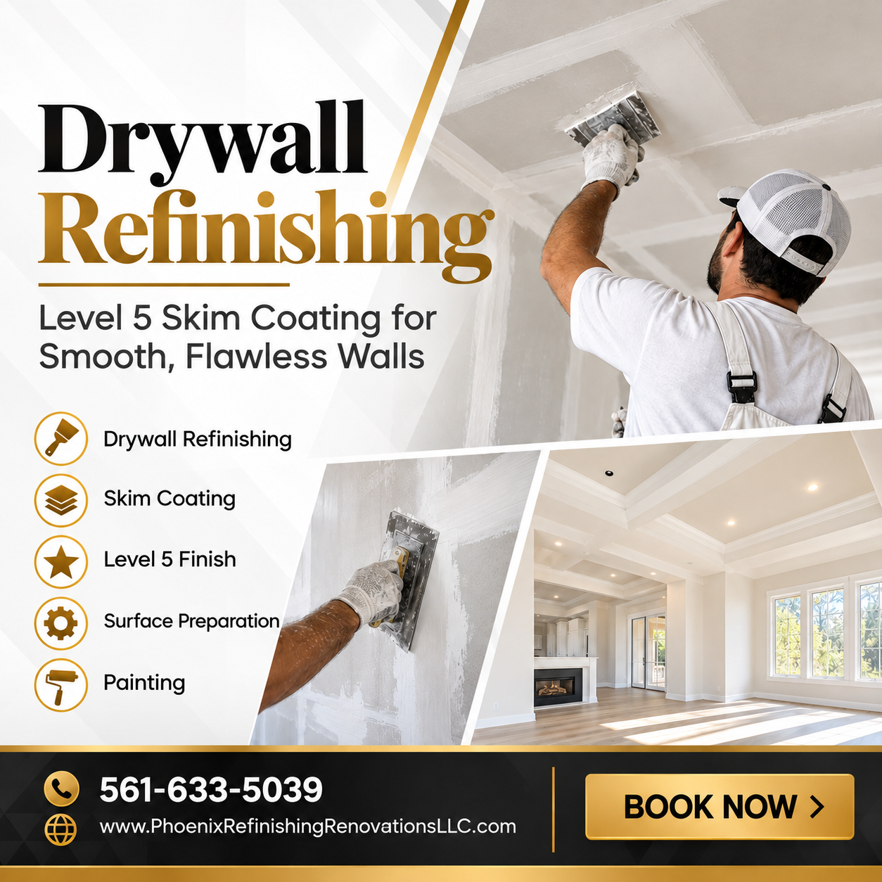 Drywall refinishing and skim coating by Phoenix Refinishing Renovations